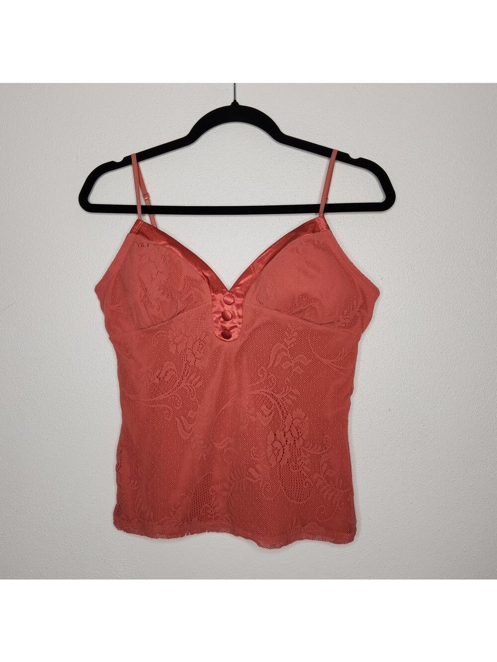 NWT Candies Vintage y2k Lace Cami Tank Top Corset Coral Large Shirt